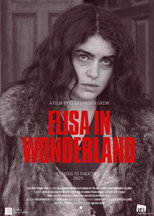 Movie poster for Elisa in Wonderland. A young woman with long dark hair stands in a heavy fur coat against a deep red background, looking directly at the camera. The title appears in white capitals across the lower third.